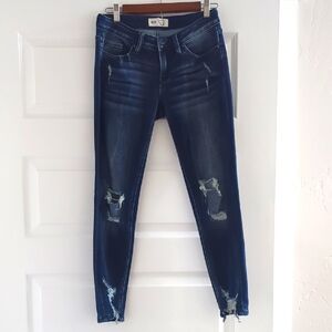 BKE Dark Blue Distressed Skinny Jeans